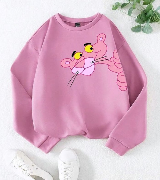 Pink  Elegance: High-Quality Printed Soft and Warm Sweatshirt for Women