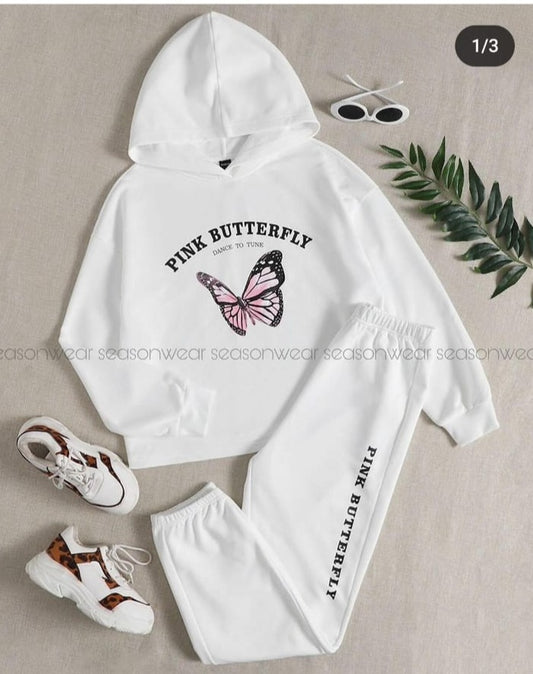 Short Pull Over Hoddie and Pajama Set - High-Quality Comfort in White